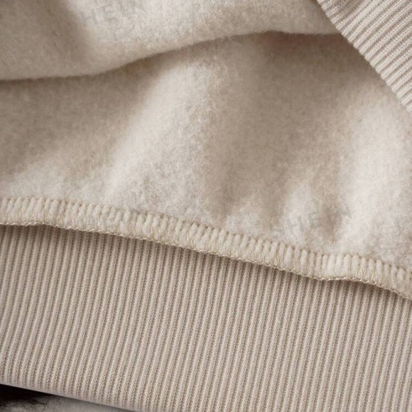 New Plus Halloween Black Cat Orange Pumpkin Print Thermal Lined Cream Sweatshirt - Picture 7 of 11